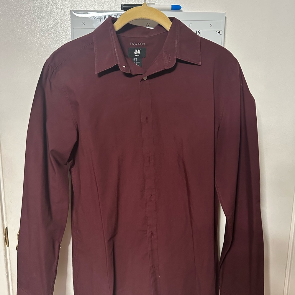 H&M Men's Deep Red Dress Shirt